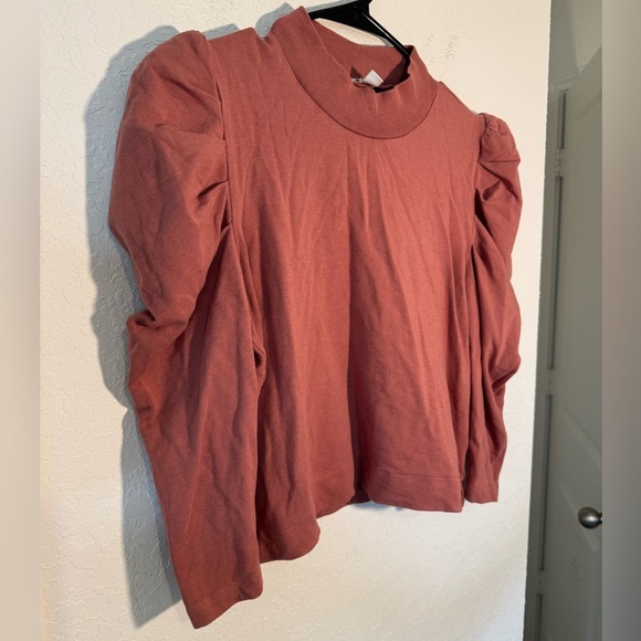 Cuyana French Terry Puff Sleeve Sweatshirt Deep Blush Pink Womens Size XS - Picture 2 of 9